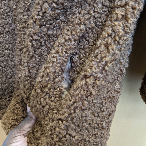 Max studio curly faux fur coat jacket brown - Picture 3 of 6